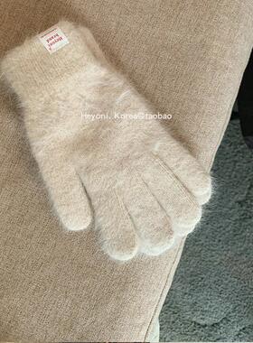 HEYONI韩国东大门兔毛手套女可触屏分指软糯可爱加厚保暖ins骑行