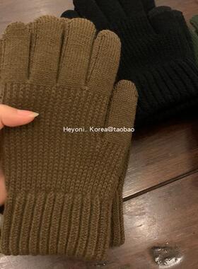 可触屏男生羊驼绒韩国针织手套