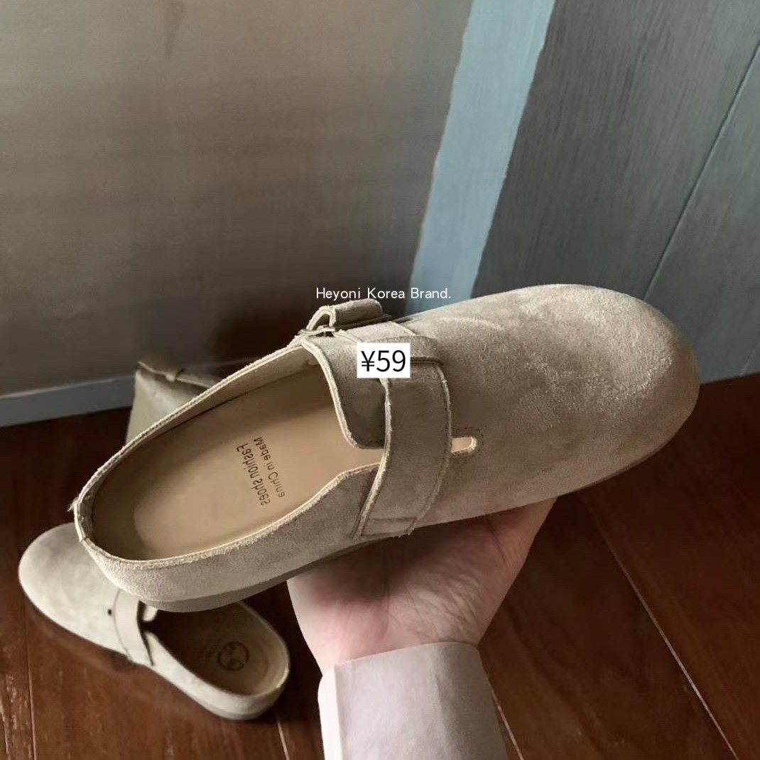 韩国复古半包勃肯拖鞋平底单鞋女