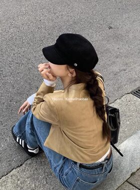 贝雷帽休闲韩版女秋冬短檐羊毛