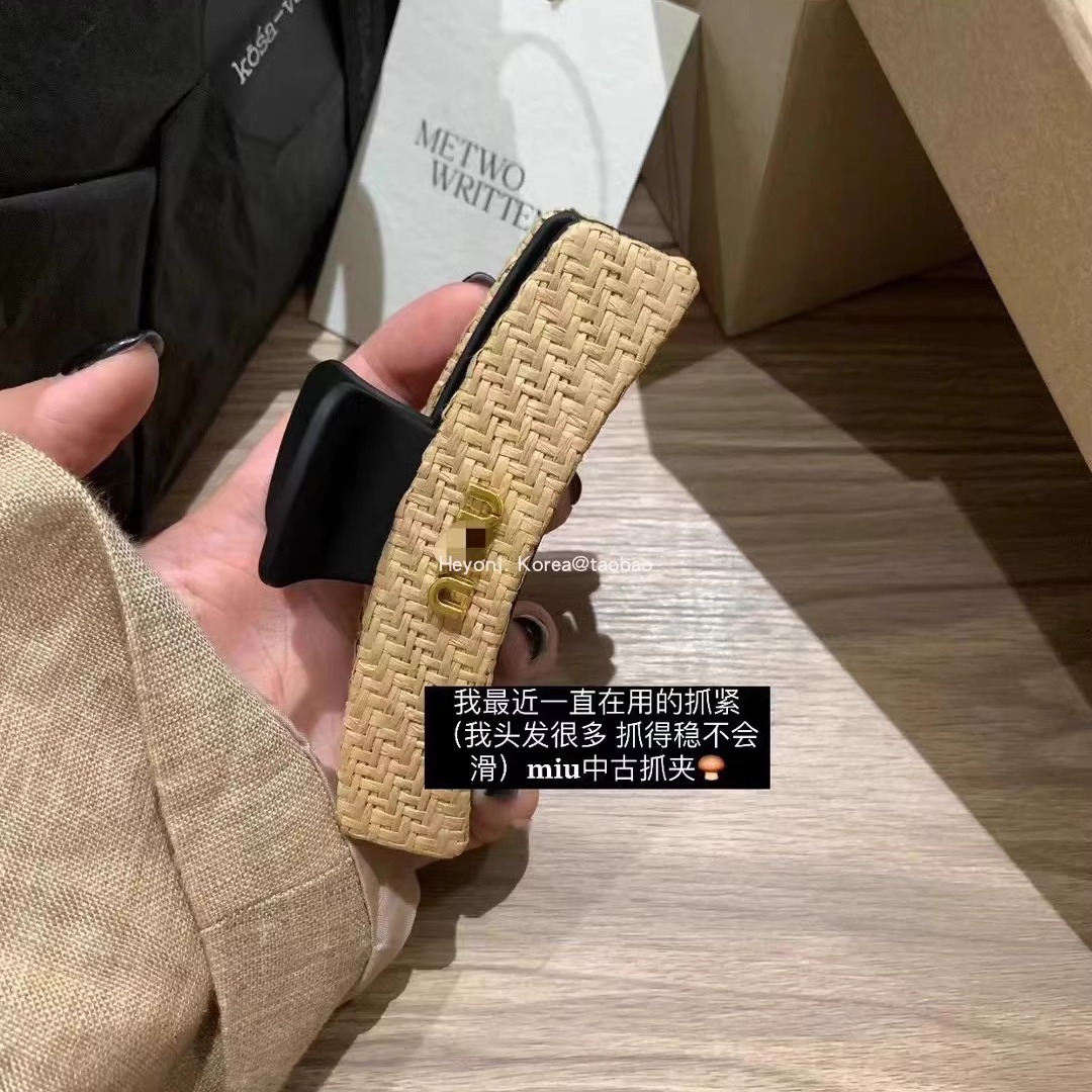 鲨鱼夹草编复古小众发夹