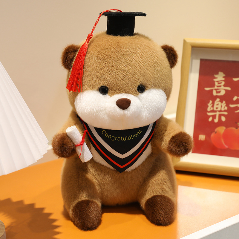毕业水獭玩偶公仔大学博士硕士小学生幼儿园毕业季礼物玩具纪念品