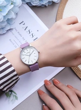 西腾2024年新款女生ing礼物考试静音简约夜光硅胶防水石英表5275