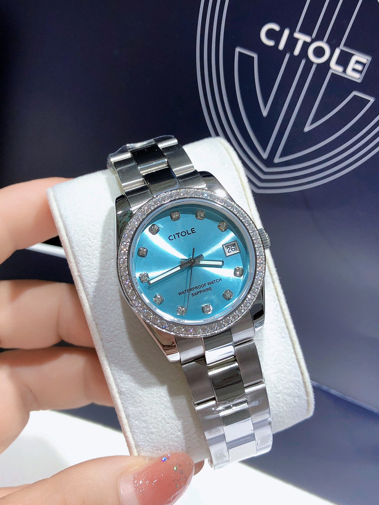 CITOLE西腾正品劳家日志单日历女士全钢防水石英表轻奢礼物L5260
