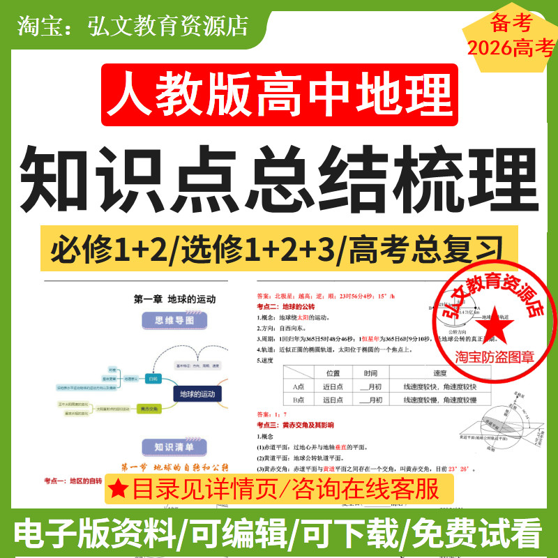 人教版高中地理知识点总结资料