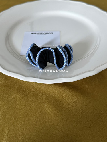 WISHGOOGOO韩版条纹花边小发圈女ins木耳边冰丝日常扎头发绳发饰