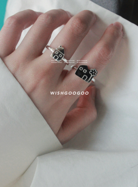 WISHGOOGOO小房子925纯银戒指女ins花朵韩系小众设计可爱童趣指环
