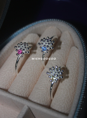 WISHGOOGOO绽放小烟花戒指女彩色锆石925纯银ins小众设计感食指戒
