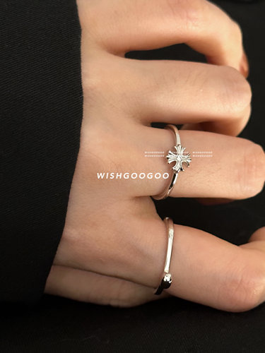 WISHGOOGOO小巧十字架戒指女ins韩国小众设计925纯银简约克罗指环