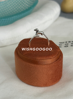 WISHGOOGOO立体腊肠小狗戒指女925纯银韩国ins小众设计开口指环