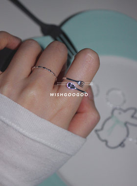 WISHGOOGOO叉子小勺餐具戒指女ins韩国小众设计童趣925纯银开口戒