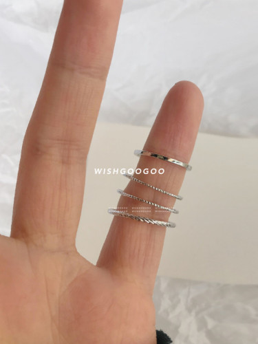 WISHGOOGOO麻花素圈套装戒指女ins韩国小众设计简约百搭光面指环