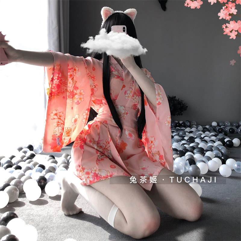 桃雾 日系印花开衫和服COS性感低胸情趣女仆二次元纯欲私房制服女