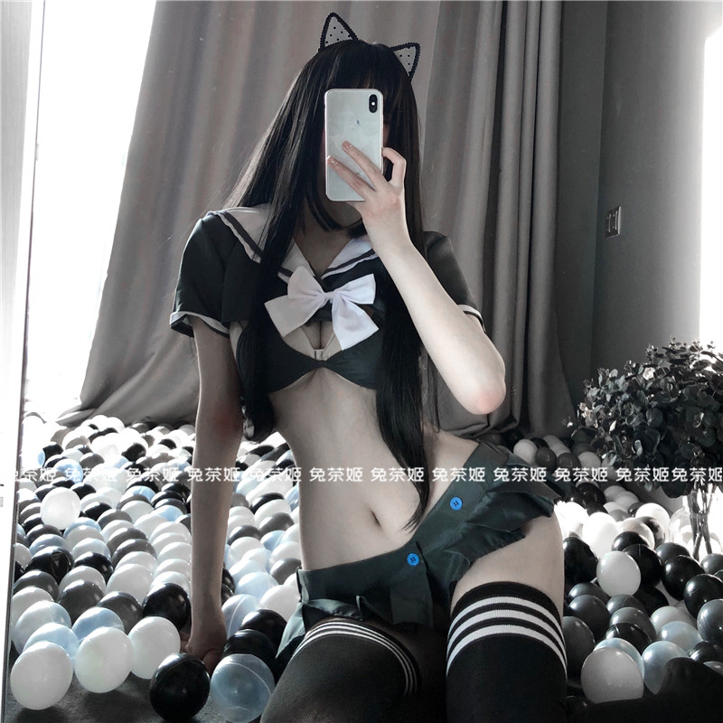 兔茶姬:日系情趣JK超短裙水手服二次元少女性感三点式可爱私房