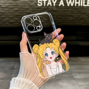 精致甜妹ins风日系猫咪美少女战士苹果手机壳iPhone17ProMax手机壳16Pro轻薄15Plus全包14磁吸13简约透明软壳