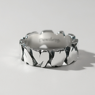 999纯银手工定制情侣对戒潮流小众高级感宽版男士戒指送女友礼物