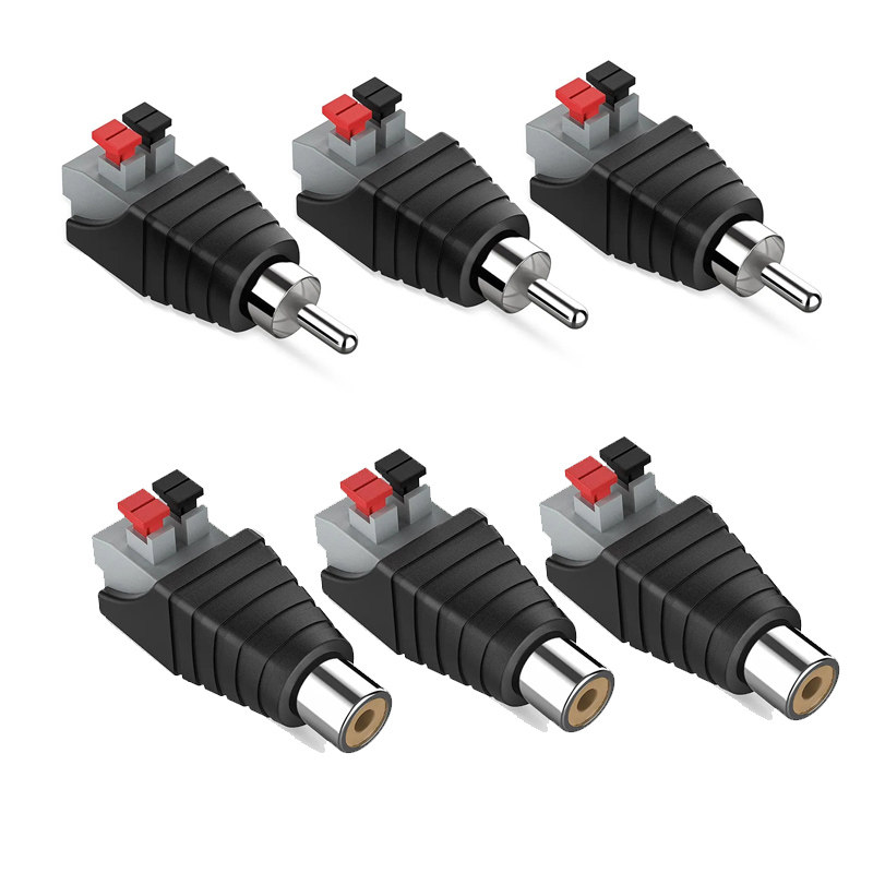 RCA莲花头公母插头红白AV莲花免焊快速接线插头音响箱功放机喇叭