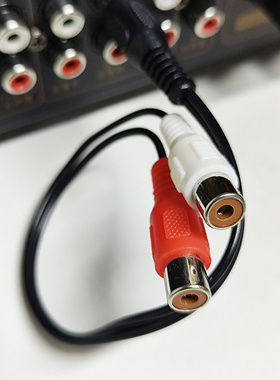 音箱功放机音频一分二线红白AV莲花插口1拖2转接头器RCA公转母头