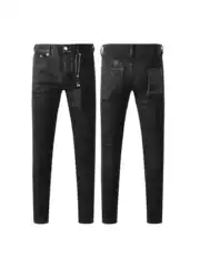 High Street Slim Fit Skinny Jeans for Men Youth Trendy European American Streetwear Stretch New Black Coated Pencil Pants