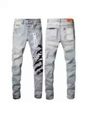 Personalized Ink Retro Street Hip Hop American High Street Trendy Designer Men's Slimming Pants Patch Elastic Jeans