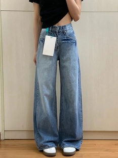 2024直筒显瘦拖地裤 垂感新款 子 女宽松高腰小众美式 复古阔腿牛仔裤