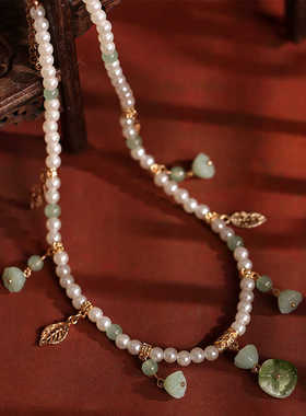 古风项链莲蓬荷叶软璎珞明制坦领配饰汉服新中式古装饰品仙气少女