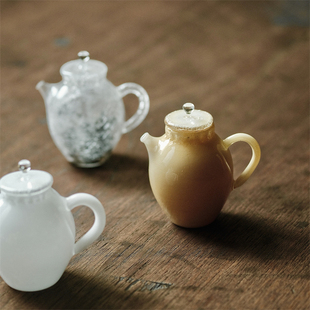 不亦室 王沁手作白纯冰裂执壶 耐热玻璃泡茶壶 冰裂纹茶壶 主泡器