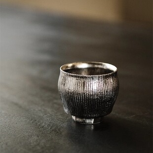 不亦室 松风舍程伟手作肌理品茗杯 铂金彩茶杯 茶道茶配