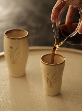 不亦室 复今云龙手作陶泥闻香杯 铁绘兰花杯 温润青釉品茗杯