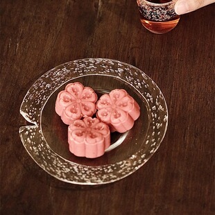 不亦室 玻心璃语 潮汐壶承茶盘点心盘 气泡玻璃款 手作钠钙玻璃