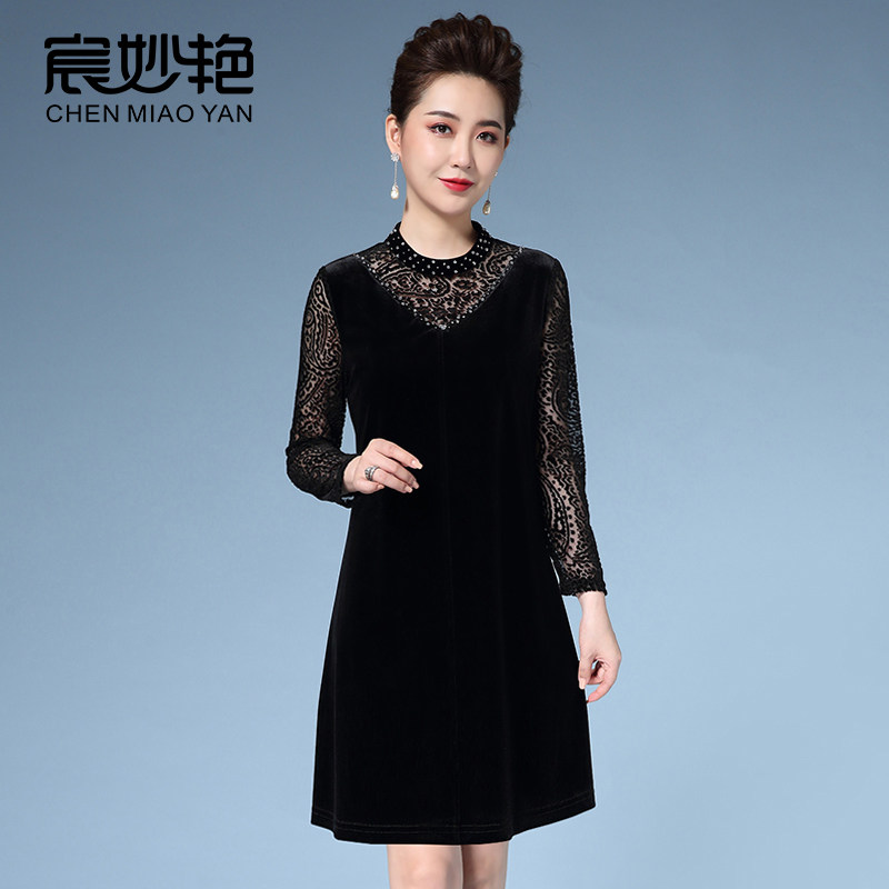 妈妈装新款金丝绒高贵女装气质