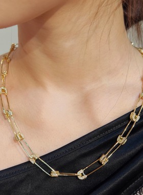 镀18K金别针项链EYEFUNNY925纯银