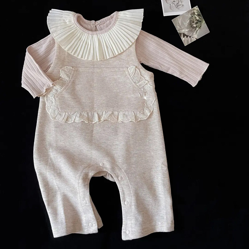 宝宝连体衣春秋款婴儿衣服秋季洋气可爱婴幼儿荷叶领外出爬服秋装