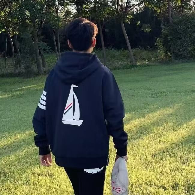网红同款显瘦开衫帆船连帽拉链卫衣外套男女同款春秋刺绣情侣上衣