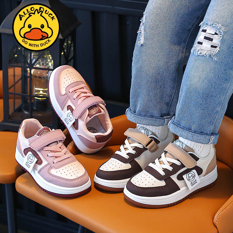 女童鞋子夏季2024新款儿童休闲运动鞋中大童女孩皮面潮牌板鞋春款