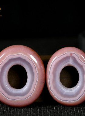 珏艺坊宣化战国红玛瑙精品同料成对环平安扣环璧 HD202