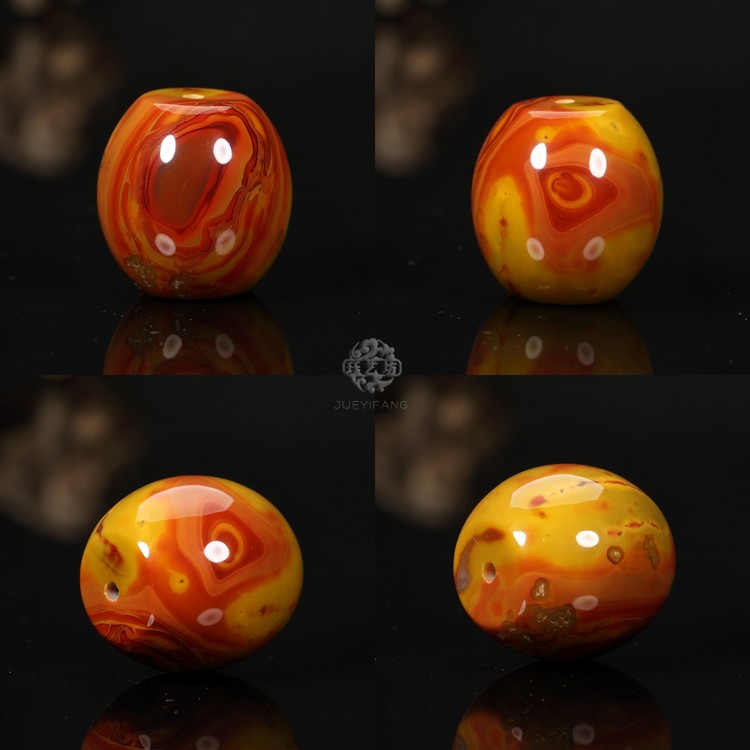 珏艺坊宣化战国红玛瑙精品圆勒子桶珠背云LDY15