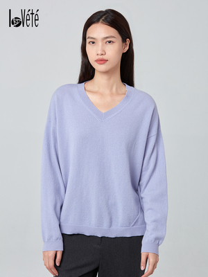 Lovete新款V领羊毛针织衫