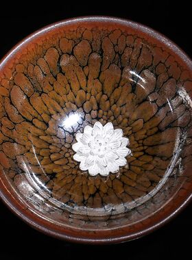 甲盏窑 李甲栈天目银瓷金缕鹧鸪斑油滴盏品茗杯个人杯