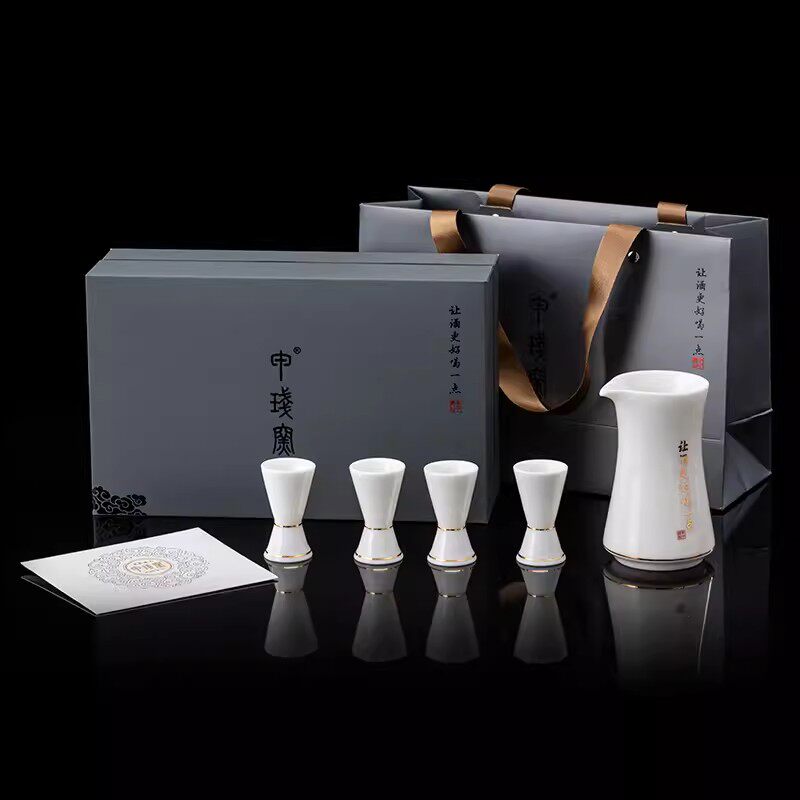 甲盏窑李甲栈白瓷能量酒具酒杯酒器套装杯白酒杯小酒杯分酒器礼盒