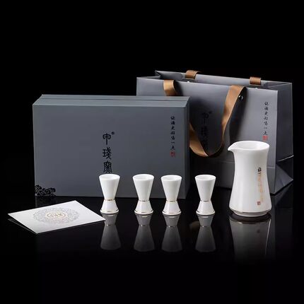 甲盏窑李甲栈白瓷能量酒具酒杯酒器套装杯白酒杯小酒杯分酒器礼盒