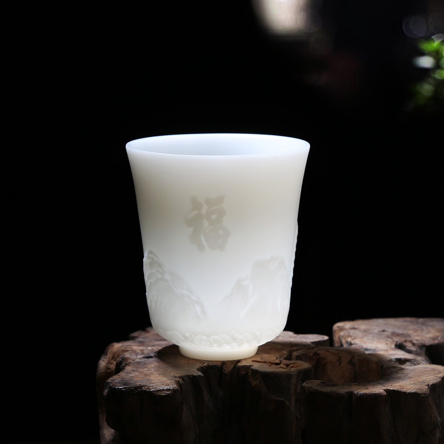 甲盏窑 李甲栈德化冰玉白瓷福州文创福天福地主人杯