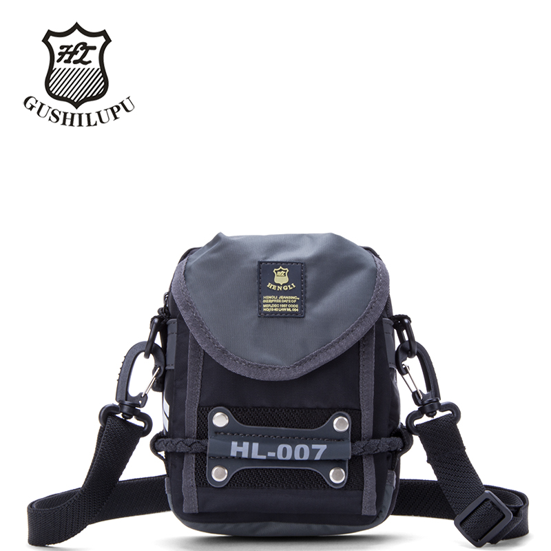 休闲散步包男士小挎包潮流牛津布单肩包黑色手机包运动小挂包背包