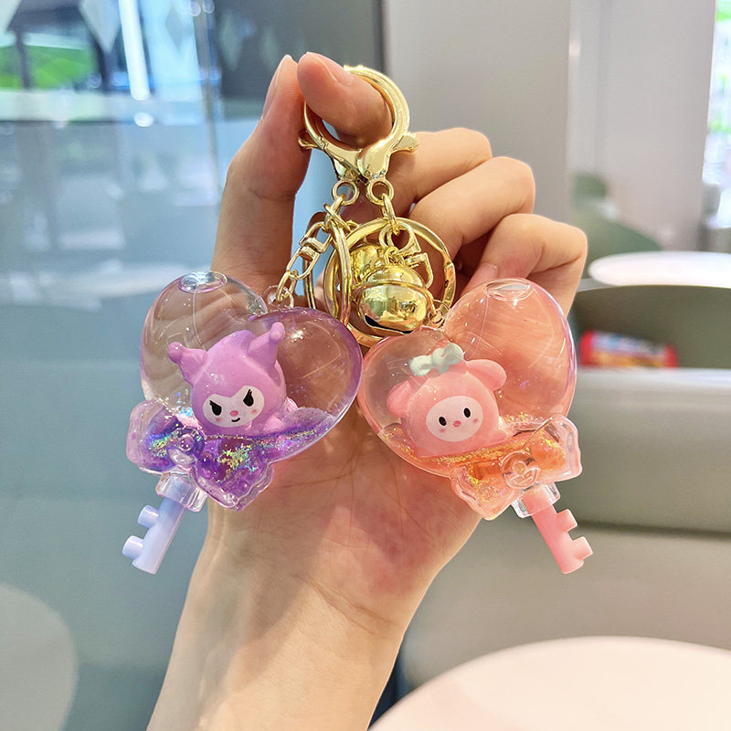 创意库米爱心棒棒糖流沙液体卡通钥匙扣挂件饰朋友孩子节日礼品