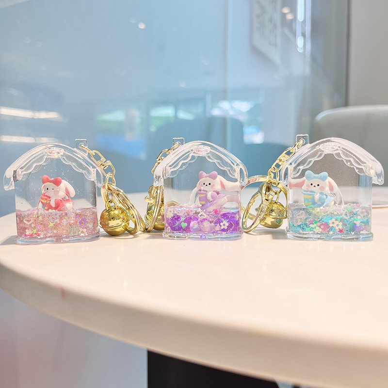 兔子亚克力流沙钥匙扣