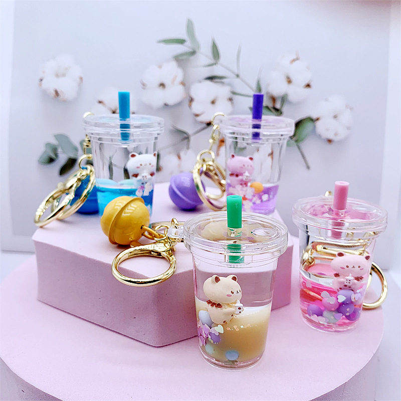 可爱流沙液体亚克力钥匙扣挂件礼品