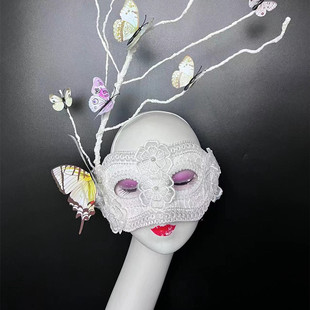 威尼斯万圣节狂欢化妆舞会派对女王蝴蝶花朵枯枝面具成人半脸道具
