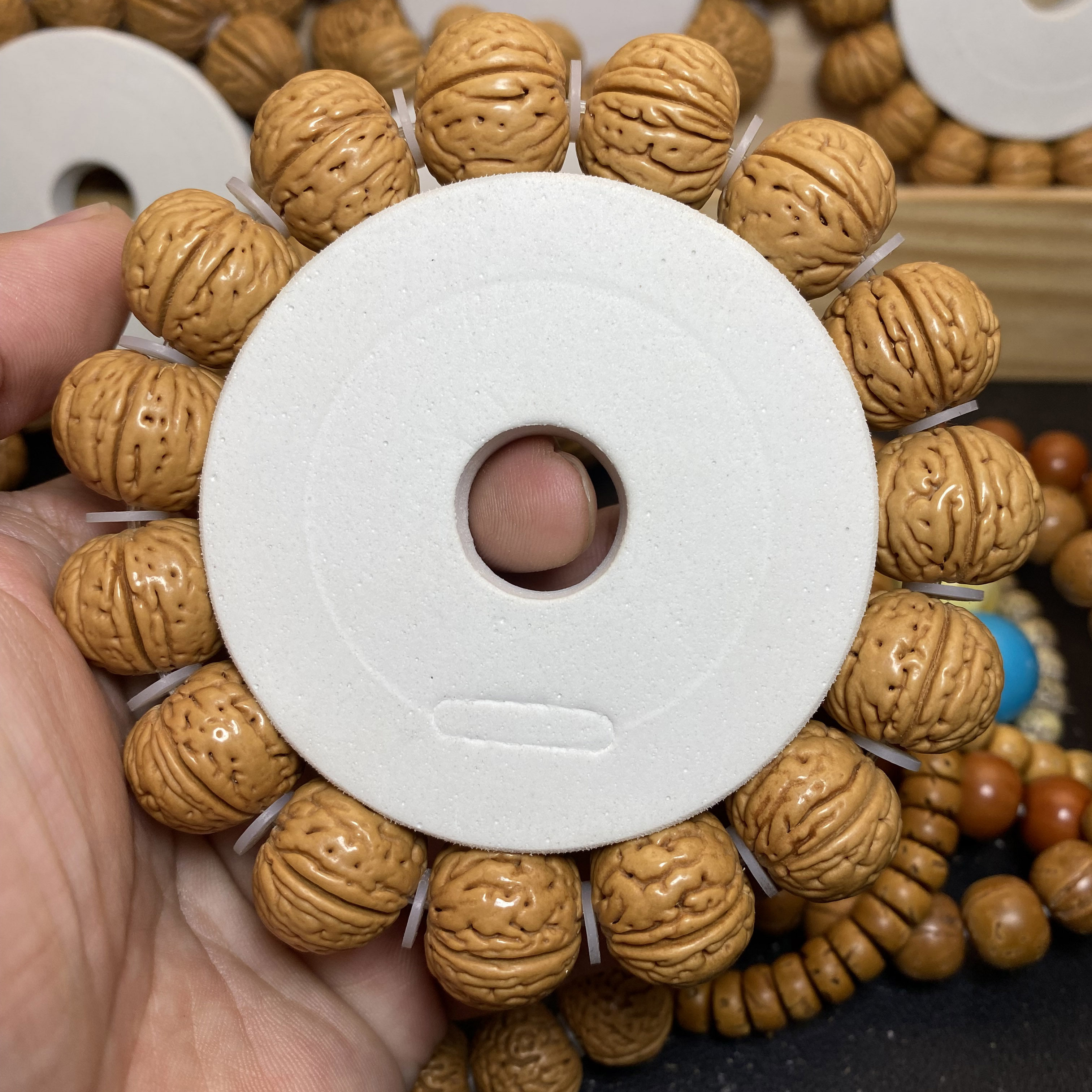 肉纹元宝皮质冠军矮桩大肚皮质通透水晶核果冻皮密度好桃核手串