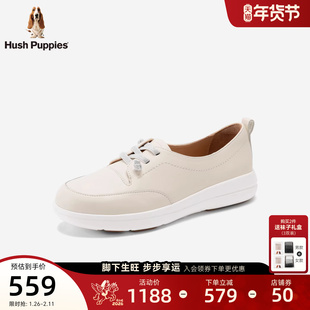 暇步士免系带女鞋春秋新款单鞋轻便透气休闲鞋柔软真皮百搭小白鞋