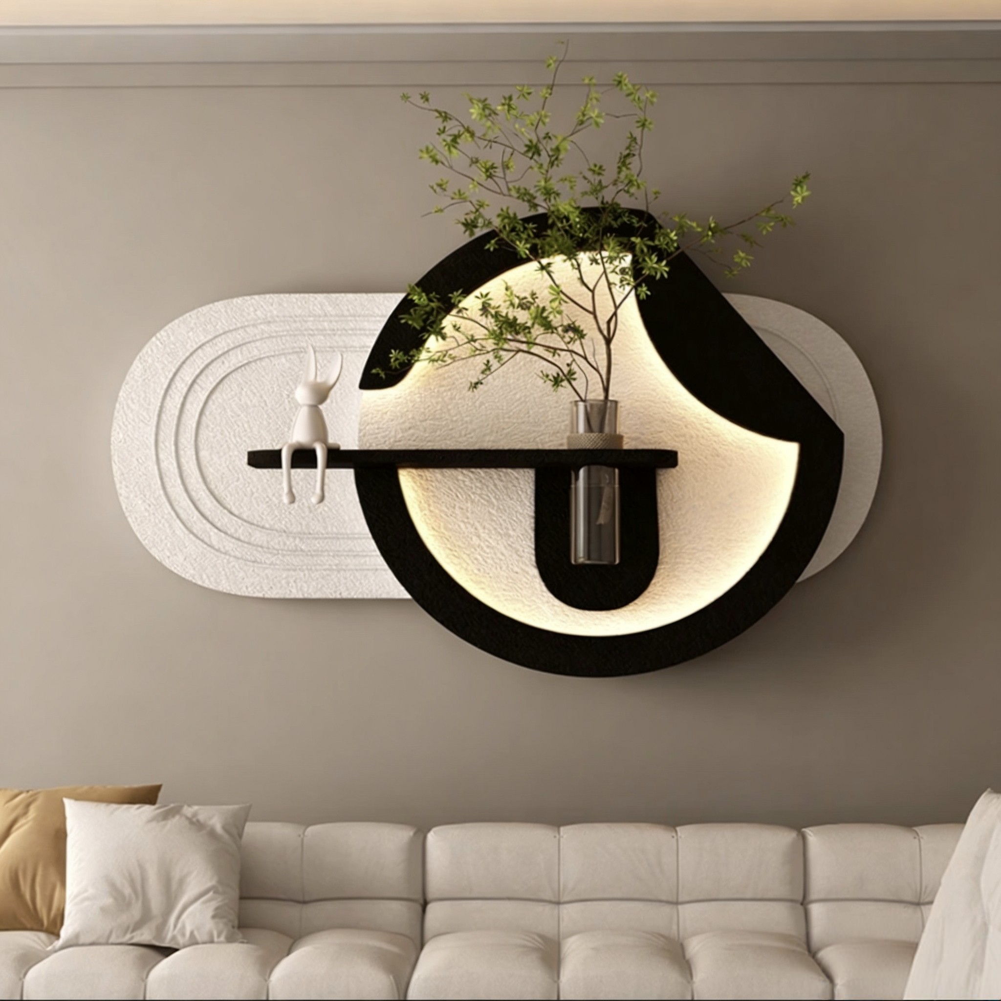 2026新款餐厅花瓶水培绿植装饰画餐桌背景墙砂岩画可置物挂画壁画